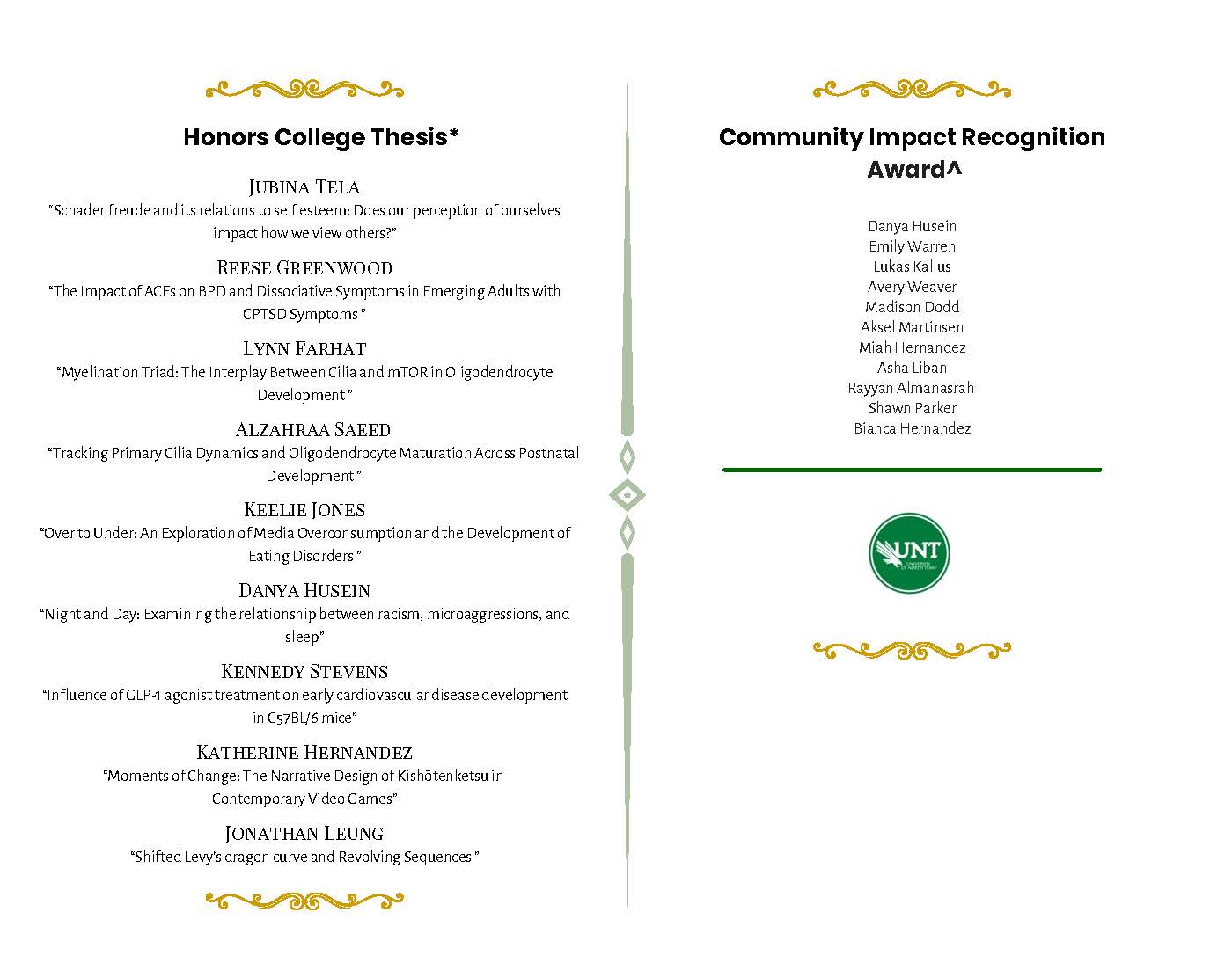 Medallion Ceremony Program Page 2