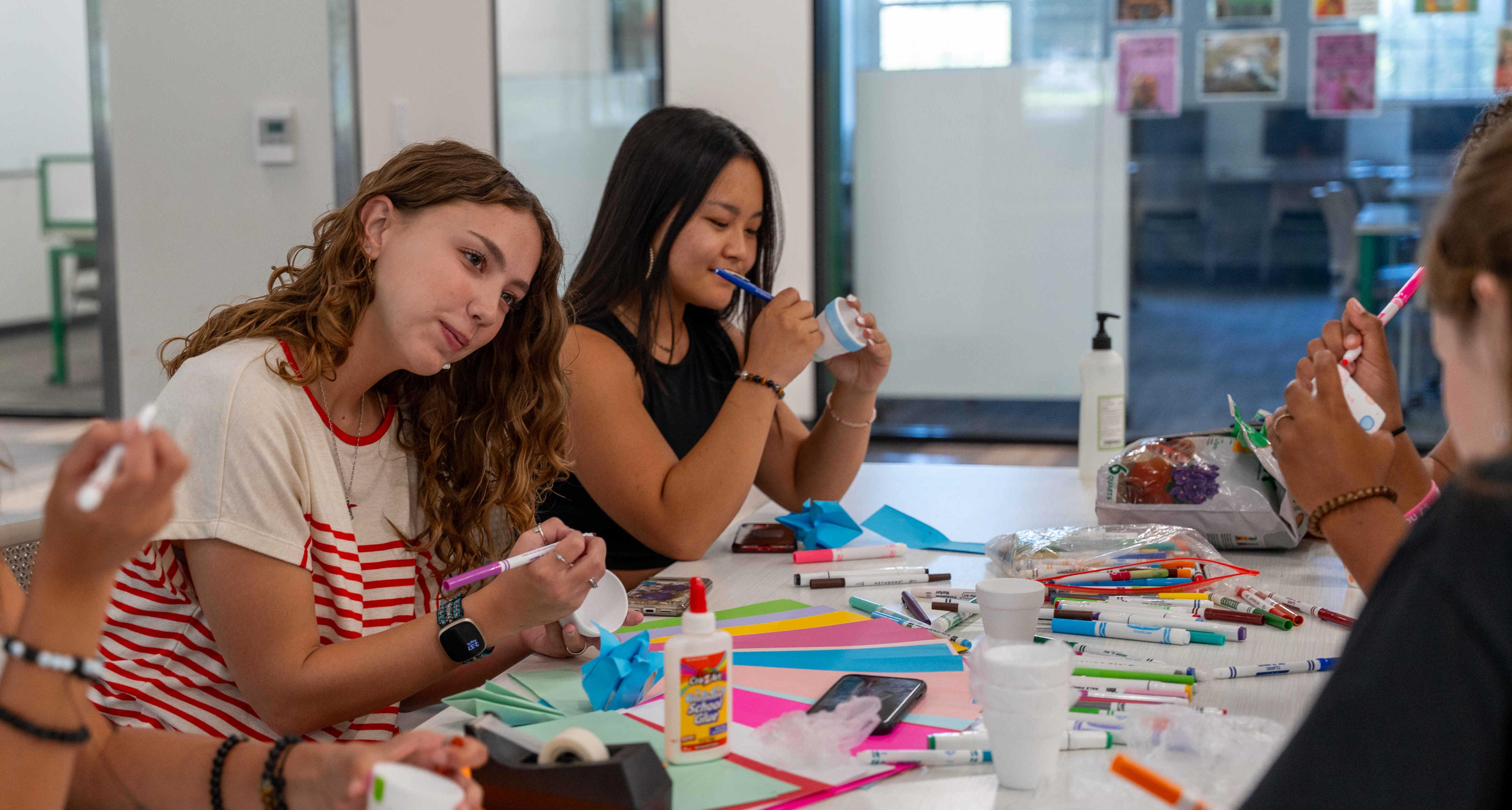 Students at craft table