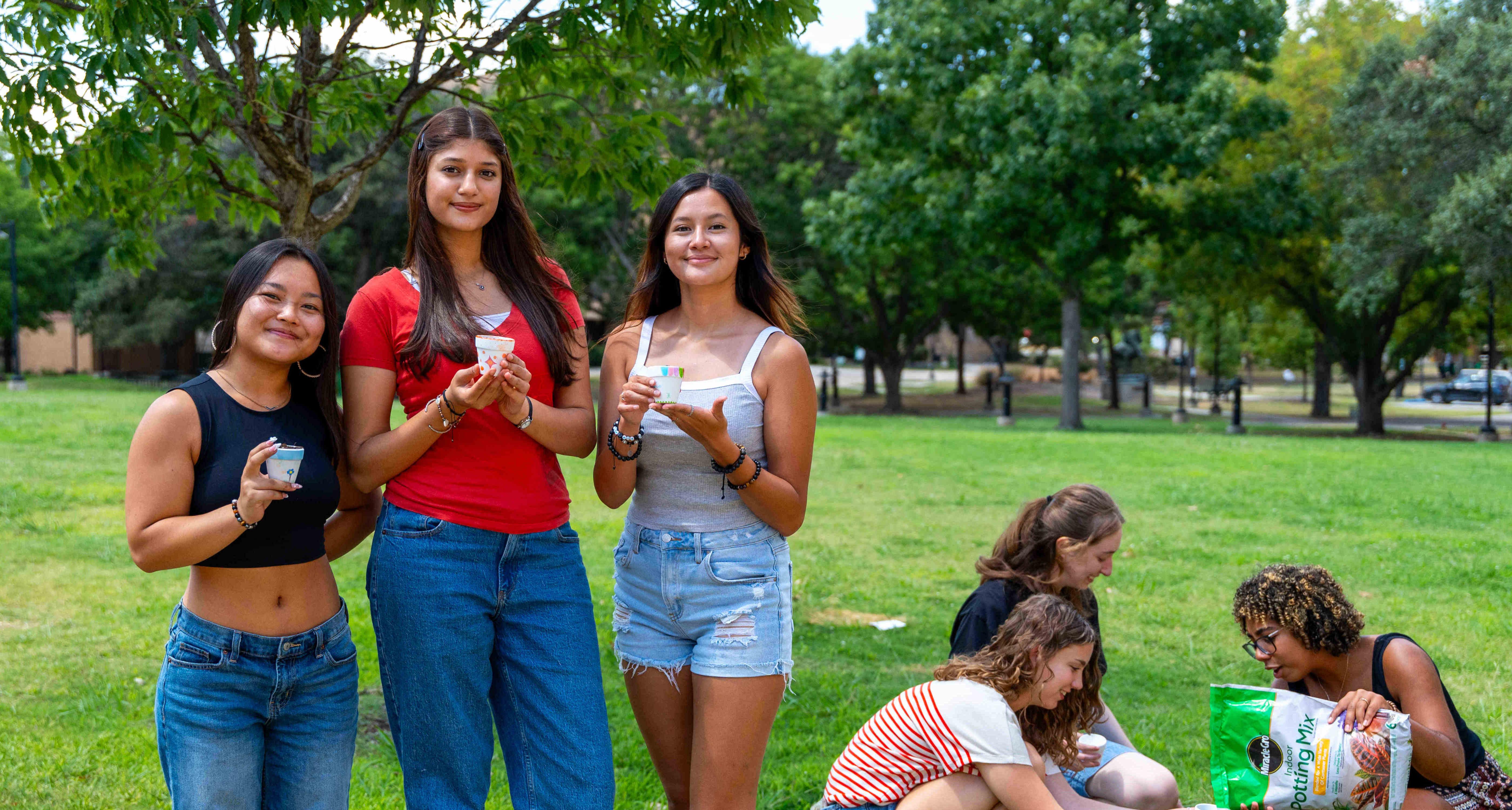 Students in meadow