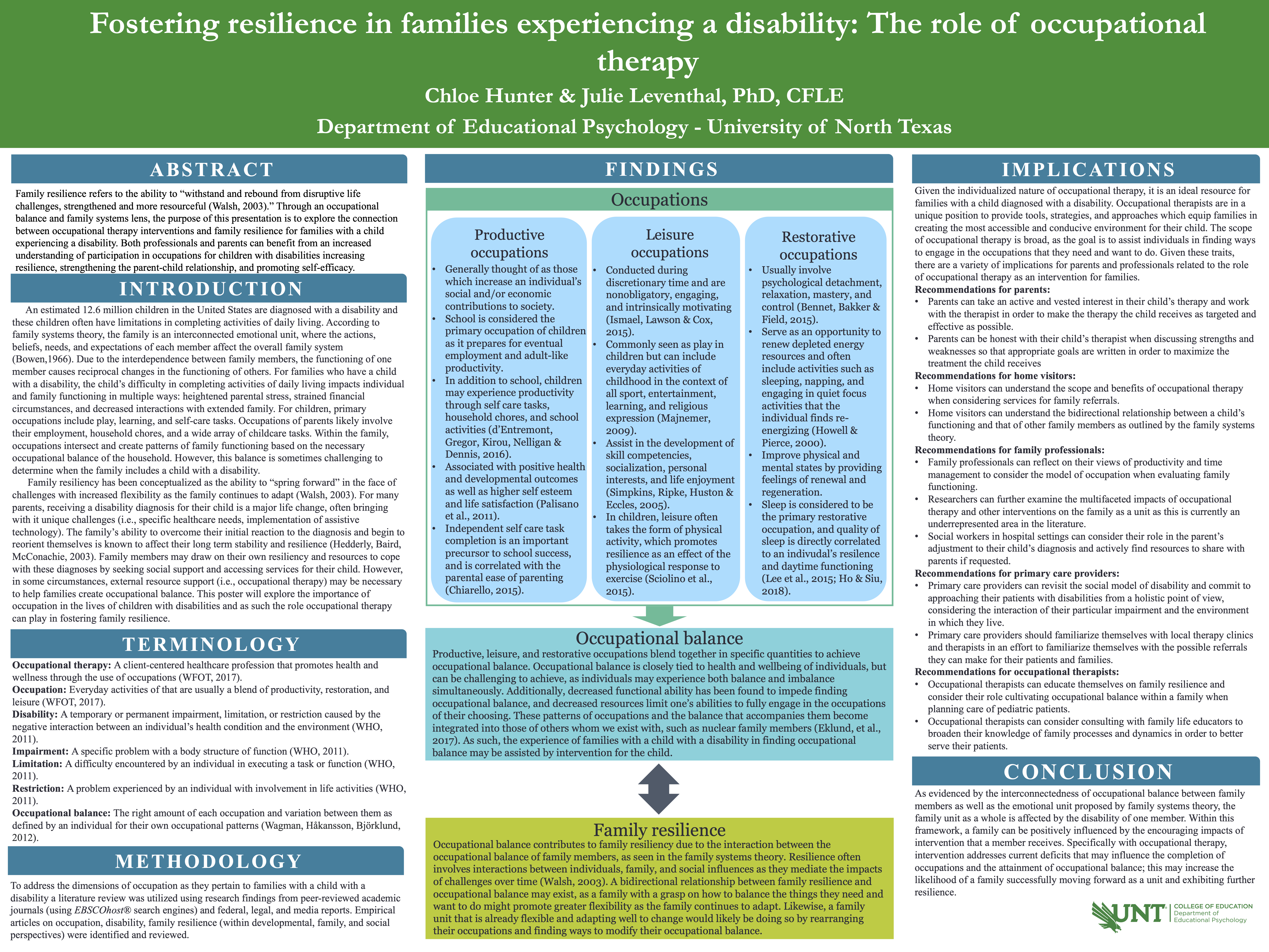 Fostering resilience in families experiencing a disability: The role of occupational therapy