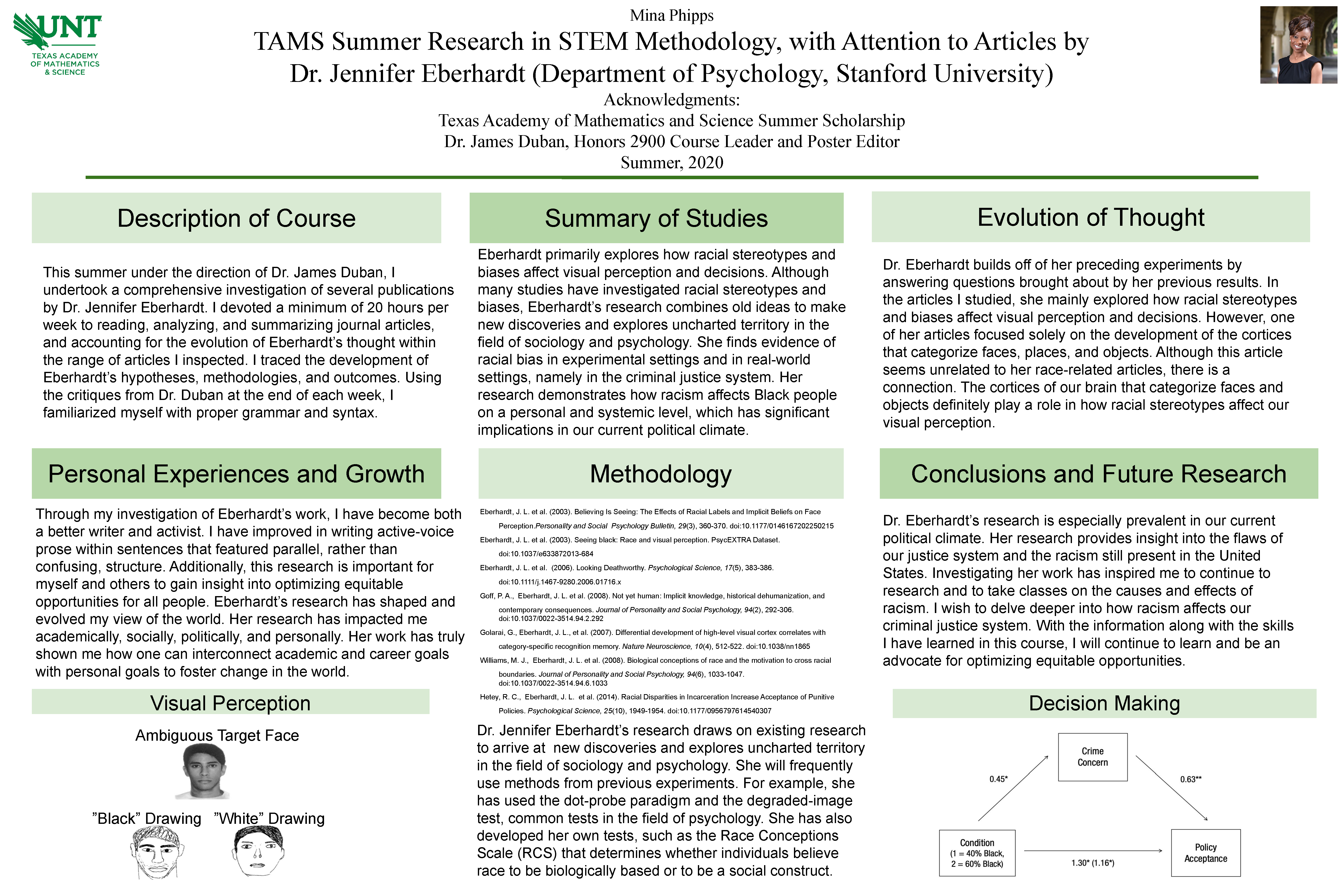 TAMS Summer Research in STEM Methodology, with Attention to Articles by Dr. Jennifer Eberhardt