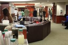 A drink station in the Honors Hall lounge