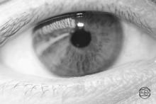 Black and white photo of a human eye.