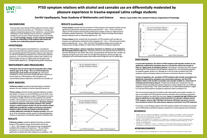 PTSD symptom relations with alcohol and cannabis use are differentially moderated by pleasure experience